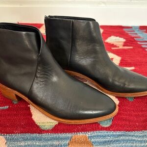 Soludos Black Leather Ankle Booties